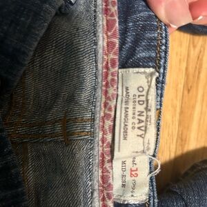 Old Navy Dark Blue Denim Jeans with Pink Patterned Waistband